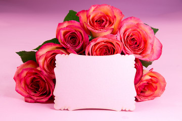 Pink blank paper with roses