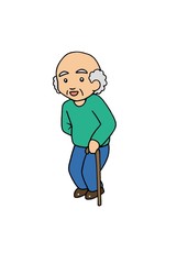 Obraz premium 杖をつくおじいちゃん