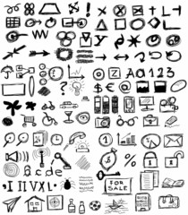 Big set doodle business icons