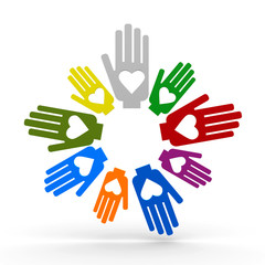 Hands with love in the circle