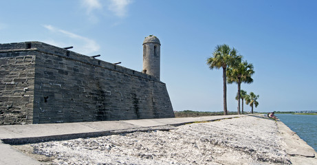 Old fort on the coastline, St. Augustine, Florida.