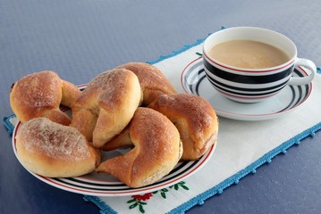 croissants and white coffee for breakfast