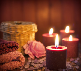 Spa concept in night with candles still life