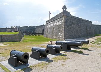 Cannons and an old fort in back, St. Augustine, Florida.