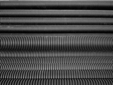 Background with plastic goffer pipes