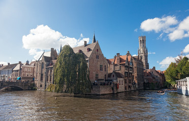 Obraz premium Classic view of channels of Bruges. Belgium. 