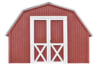 Barn style utility tool shed for garden and farm equipment,
