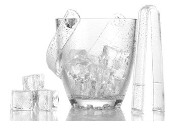 Glass ice bucket isolated on white