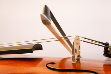 Violin bow on the string