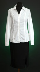 White blouse and black skirt
