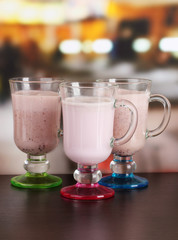 Cream cocktails on table in cafe