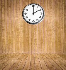 Wooden room with clock