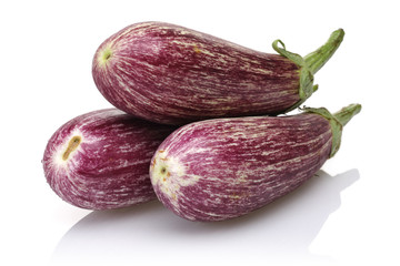 Aubergine, eggplant on white background