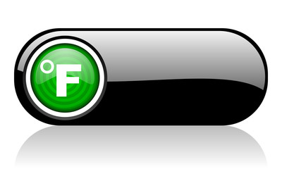 fahrenheit black and green web icon on white background