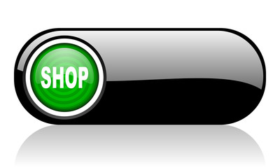 shop black and green web icon on white background