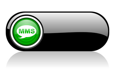 mms black and green web icon on white background