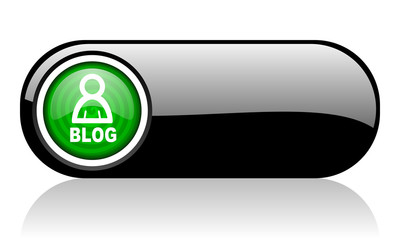 blog black and green web icon on white background