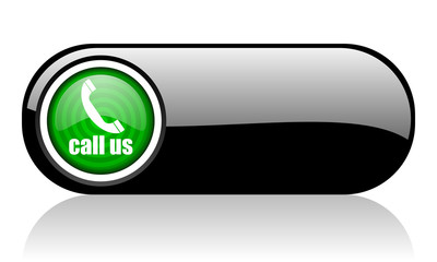 call us black and green web icon on white background