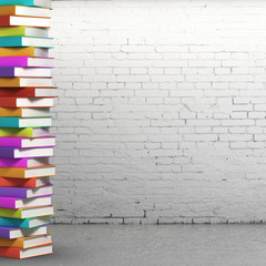stack of colorful books