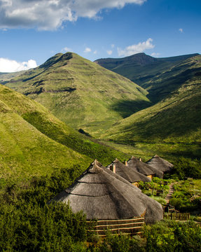 Rondavels In The Maluti Mountains Of Lesotho