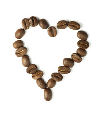 Heart made ​​of coffee beans
