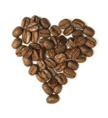 Heart made ​​of coffee beans