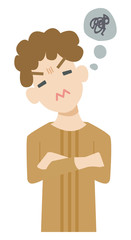 悩む　若者　男性