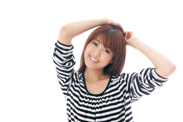 Fototapeta premium attractive asian woman on white background