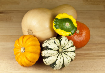 Gourds of different color and shape.