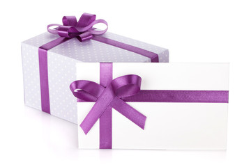 Gift box and letter with ribbon and bow