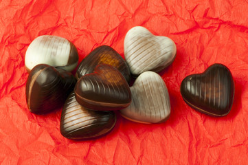Chocolates in the shape of hearts