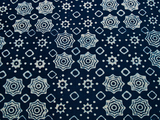 Fototapeta premium Blue batik fabric with repettition pattern as background from Yo