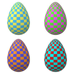 Set of colorful checker pattern Easter eggs, 3d