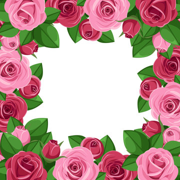 Vector background with red and pink roses.