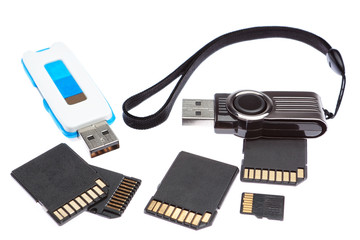 A set of storage memory. On a white background.