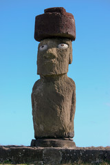 Restored moai at Tahai on Easter Island