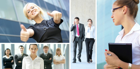 A collage of business images with young working people