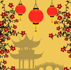 Asian style background, vector illustration