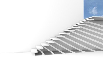 Render of a stairway to the blue sky