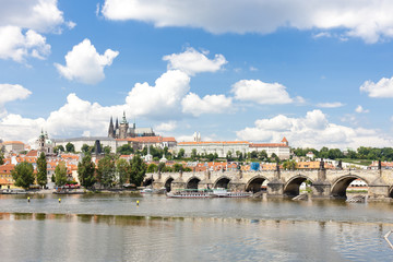 Naklejka premium Hradcany with Charles bridge, Prague, Czech Republic