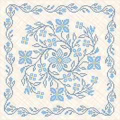 Cross-stitch embroidery in Ukrainian style