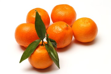 Clementines on white background