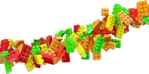 Stream of colored children's blocks