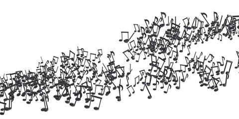 The flow of black musical notes