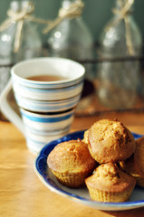 Cupcakes and tea at the kitchen table