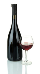 Red wine isolated on  white