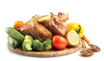 Gordijnen Whole roasted chicken © Africa Studio