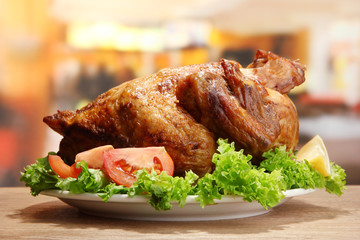 Whole roasted chicken with vegetables