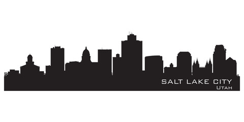 Naklejka premium Salt Lake City, Utah skyline. Szczegółowa sylwetka miasta