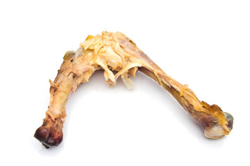 bone of the chicken on white background